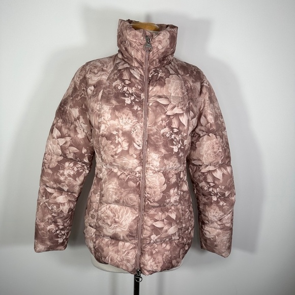 Athleta Downtown Printed Jacket in Antoinette Floral Pink Small Down Coat - Picture 3 of 16